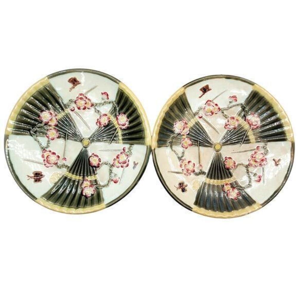 Antique Wedgwood Majolica Prunus‎ Fan Cherry Blossom 2 Dessert Plate 5 of 5